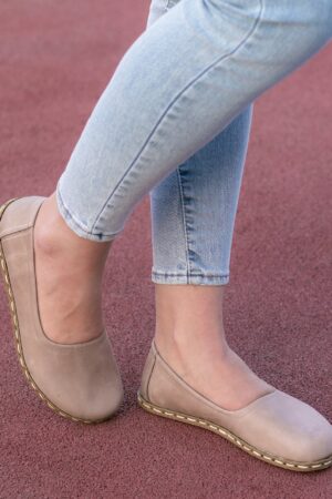 Beige Barefoot Bliss Embrace Comfort and Grounding with Crazy Vision's Leather Loafers