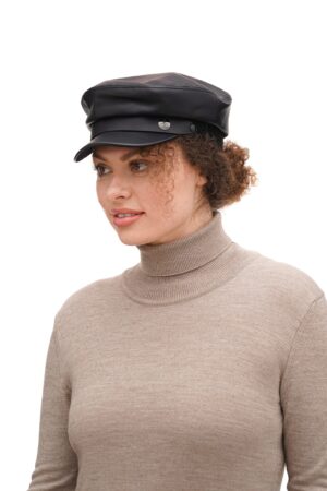 Stylish Faux Leather Baker Boy Cap Elevate Your Wardrobe with a Classic Touch