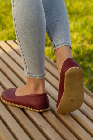 Grounding Barefoot Shoes for Women Embrace Nature's Energy with Crazy Burgundy Earthing Footwear