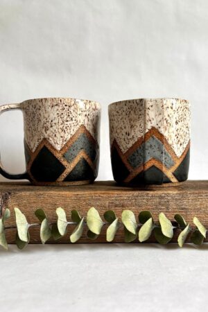 Celestial Peaks Handmade Ceramic Mug with Geometric Ascent