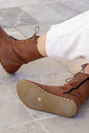 Earth Shoe Barefoot Boots | Grounding Copper Rivet | Crazy New Brown Leather Boots for Women