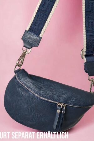 Versatile Leather Crossbody Bag Double Zipper, Adjustable Strap, and Belt Loop