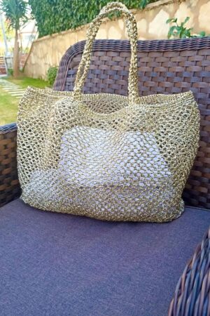 Shimmering Gold Raffia Tote The Perfect Beach Companion