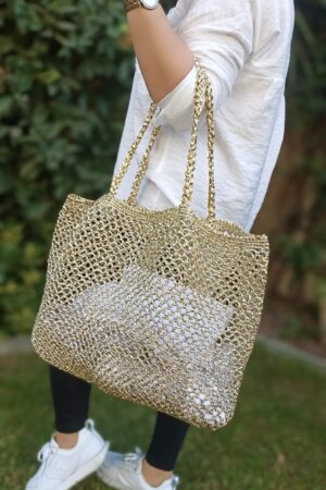 Shimmering Gold Raffia Tote The Perfect Beach Companion