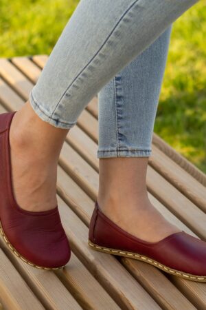 Grounding Barefoot Shoes for Women Embrace Nature's Energy with Crazy Burgundy Earthing Footwear