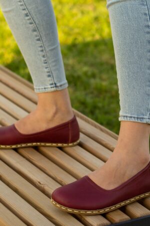 Grounding Barefoot Shoes for Women Embrace Nature's Energy with Crazy Burgundy Earthing Footwear