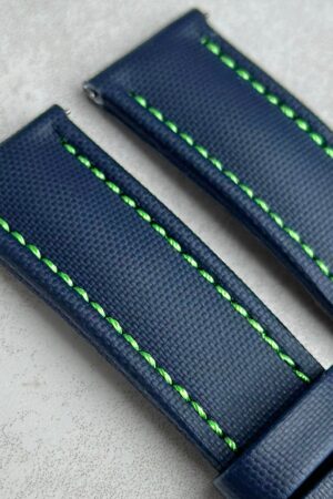 Navy Blue Sailcloth Watch Strap Padded, Leather-Backed, Quick-Release, 20mm/22mm