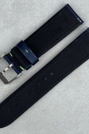 Navy Blue Sailcloth Watch Strap Padded, Leather-Backed, Quick-Release, 20mm/22mm