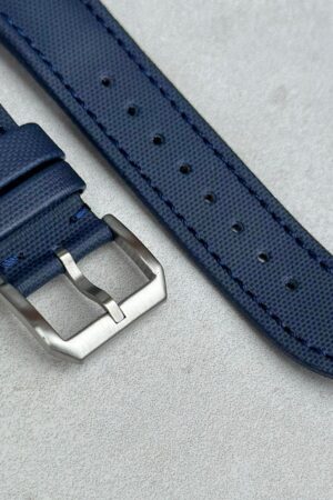 Premium Navy Blue Sail Cloth Watch Strap Padded, Leather-Backed, Quick-Release