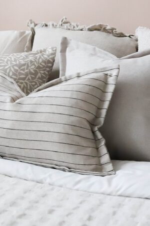 Luna Greige Stripe Cushion Elevate Your Home Decor with Timeless Elegance