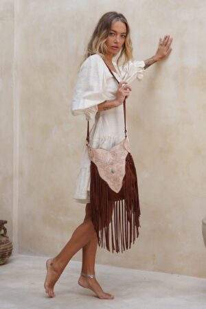 Exquisite Bohemian Brown Leather Fringe Carved Crossbody A Western Purse with Unparalleled Charm