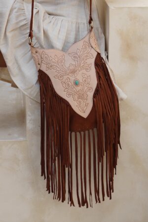 Exquisite Bohemian Brown Leather Fringe Carved Crossbody A Western Purse with Unparalleled Charm