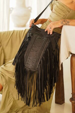 Bohemian Rhapsody Black Fringe Crossbody Purse for Festival Vibes