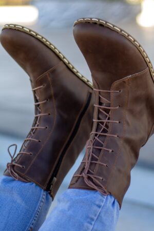 Earth Shoe Embrace the Barefoot Revolution with Our Handmade Brown Leather Boots