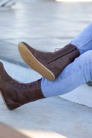 Earth Shoe Embrace the Barefoot Revolution with Our Handmade Brown Leather Boots