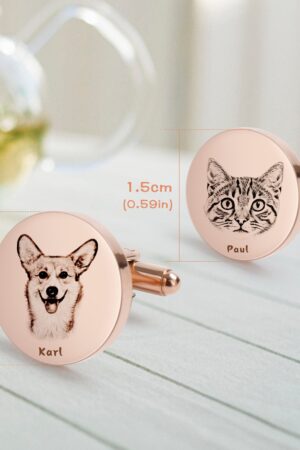 Personalized Pet Portrait Cufflinks Cherish Your Furry Friend's Memory