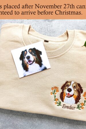 Personalized Embroidered Pet Portrait Sweatshirt Capture Your Furry Friend's Charm