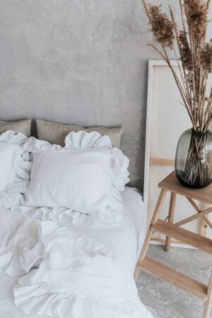 Luxurious Linen Pillowcase with Ruffle Organic, Stonewashed Softness for a Serene Sleep