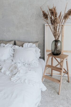 Luxurious Linen Pillowcase with Ruffle Organic, Stonewashed Softness for a Serene Sleep