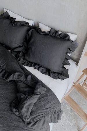 Luxurious Linen Pillowcase with Ruffle Organic, Stonewashed Softness for a Serene Sleep