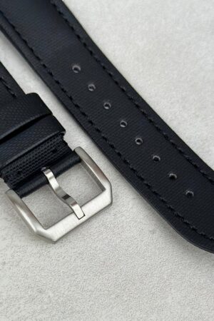 Jet Black Sail Cloth Watch Strap Padded, Leather-Backed, Quick-Release