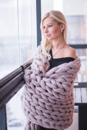 Cozy Haven Premium Organic Merino Wool Chunky Knit Blanket for Unparalleled Comfort