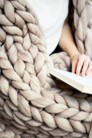 Organic Merino Wool Chunky Knit Blanket Luxurious Warmth, Anti-Allergic Comfort