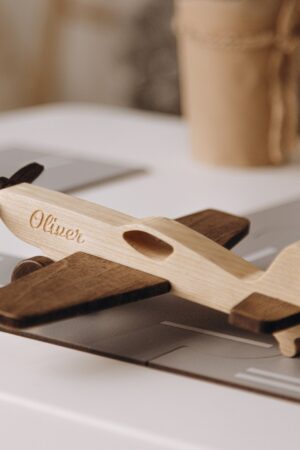 Personalized Wooden Toy Helicopter with Helipads A Unique Keepsake for Baby Boys and Toddlers