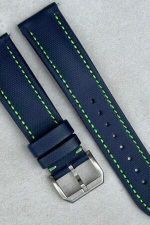 Navy Blue Sailcloth Watch Strap Padded, Leather-Backed, Quick-Release, 20mm/22mm