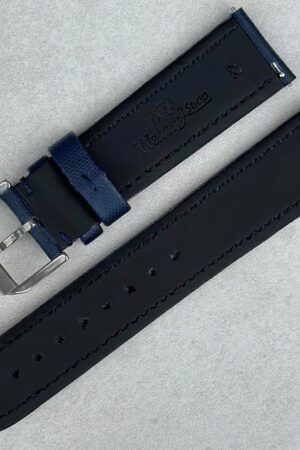 Premium Navy Blue Sail Cloth Watch Strap Padded, Leather-Backed, Quick-Release