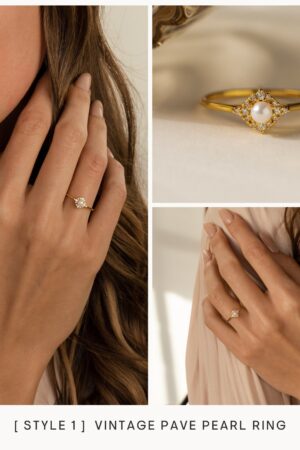 Sparkling Elegance Caitlyn's Pearl Diamond Stacking Rings for a Timeless Touch