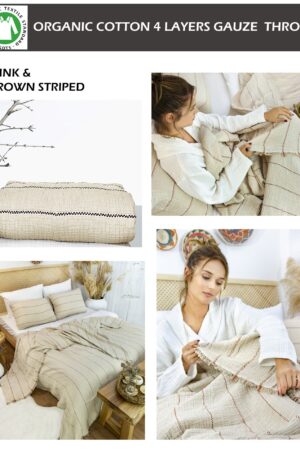 Organic Striped Gauze Throw Blanket Breathable, Lightweight Comfort for All Sizes