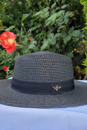 Embellished Bee Malibu Straw Hat A Timeless Fedora for Sun-Kissed Style