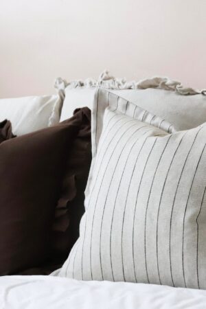 Luna Greige Stripe Cushion Elevate Your Home Decor with Timeless Elegance