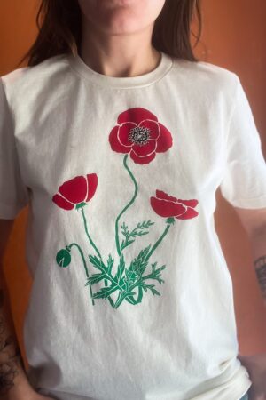 Poppy Flower T-Shirt Handcrafted Wildflower Art, Screen Printed for Nature Lovers