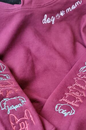 Personalized Dog and Cat Mom Sweatshirt Embroidered with Your Furry Friend's Name and Ear