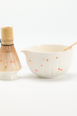 Exquisite Hand-Painted Cherry Ceramic Matcha Bowl Set A Journey into Tranquility