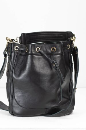 Danae The Ultimate Black Leather Drawstring Bucket Bag for Women