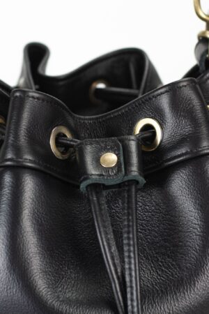 Danae The Ultimate Black Leather Drawstring Bucket Bag for Women