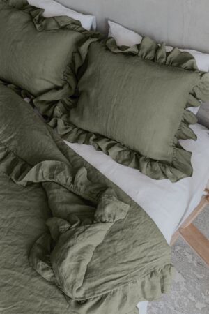 Luxurious Linen Pillowcase with Ruffle Organic, Stonewashed Softness for a Serene Sleep