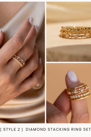 Sparkling Elegance Caitlyn's Pearl Diamond Stacking Rings for a Timeless Touch