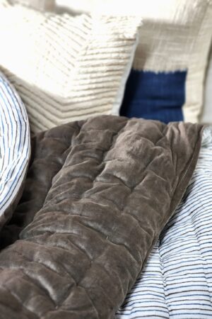 Indulge in Tranquil Slumber Cozy Haven's Velvet Quilt, Voile Runner, and Soft Throw