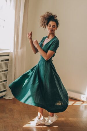 Deep Green Linen Dress Classic, Elegant, and Sustainable Summer Style