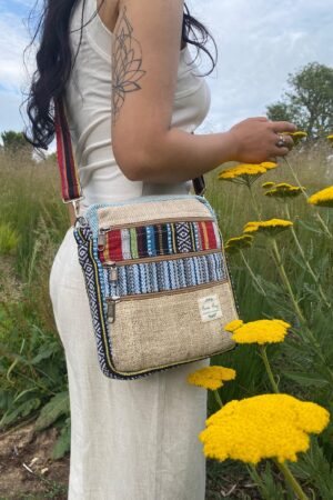 Boho Hemp Mini Bag Eco-Friendly Crossbody Purse for Festivals and Everyday Style