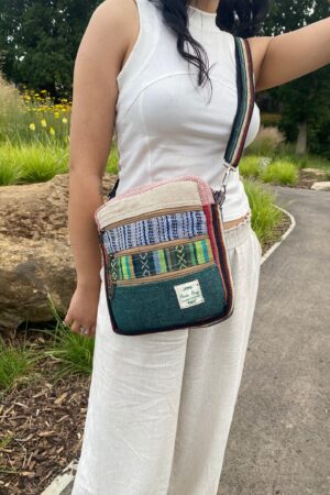 Boho Hemp Mini Bag Eco-Friendly Crossbody Purse for Festivals and Everyday Style