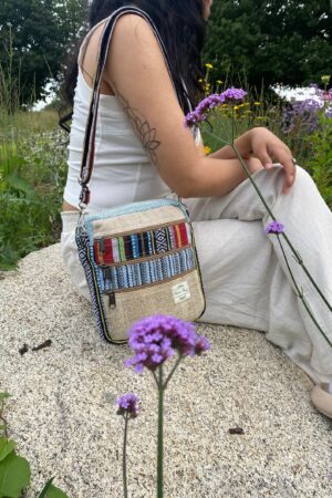 Boho Hemp Mini Bag Eco-Friendly Crossbody Purse for Festivals and Everyday Style