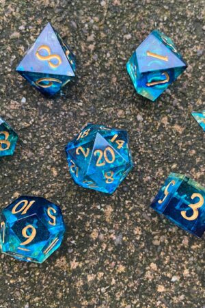 Cryomancer's Icy Grip 7-Piece Resin Dice Set for DnD