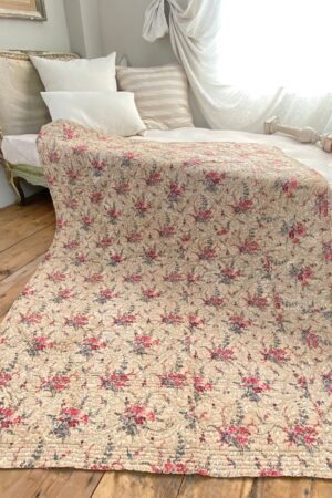 Antique French Chintz Quilt Handcrafted Elegance in Quilted Cotton