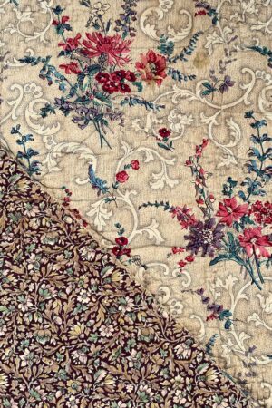 Antique French Chintz Quilt Handcrafted Elegance in Quilted Cotton