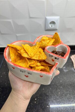 Heart-Shaped Chip and Dip Bowl The Perfect Treat for Romantic Evenings